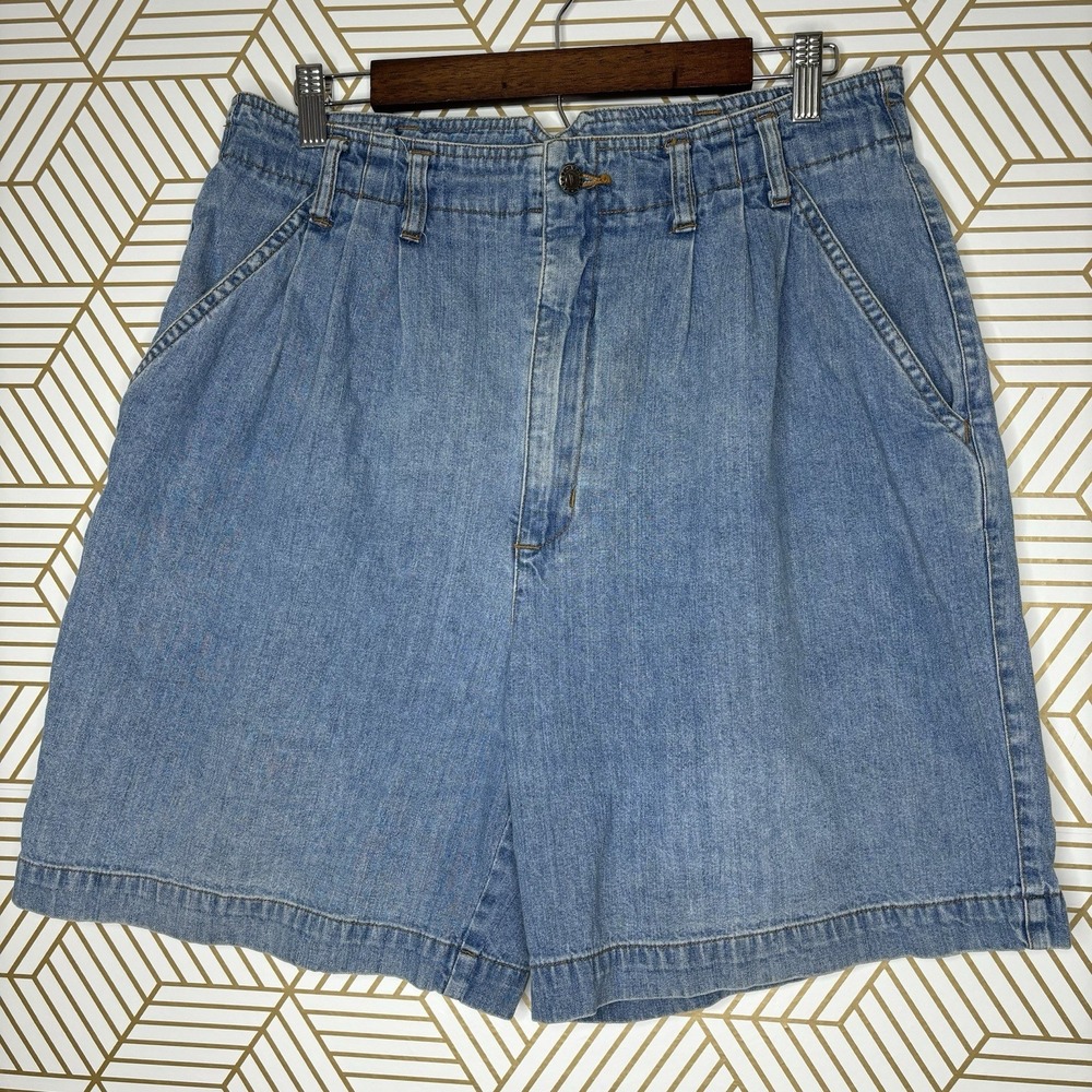 Vintage Venezia Vitale Jeans Denim Shorts Blue 90's Pleated High Rise 14 Retro